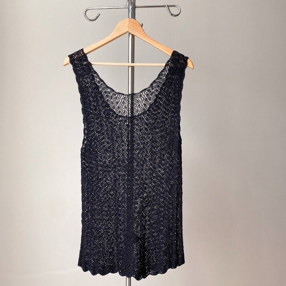 🌿 Y2K Vintage Black Beaded Chunky Knit Tank Top